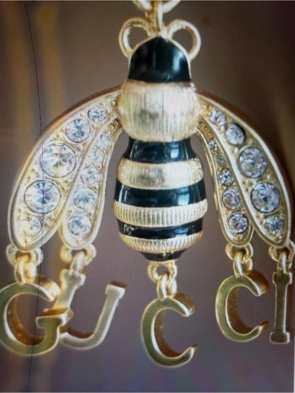 Unbranded Gold-Tone Bee Charm Keyring with Crystal Accents earrings - Picture 3 of 6